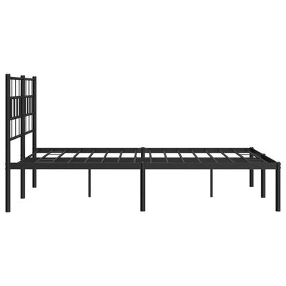 Metal Bed Frame with Headboard Black 120x190 cm Small Double