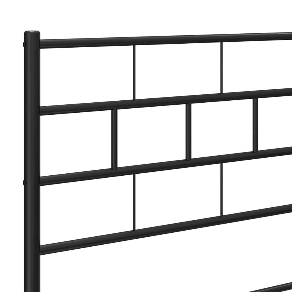 Metal Bed Frame with Headboard Black 120x190 cm Small Double