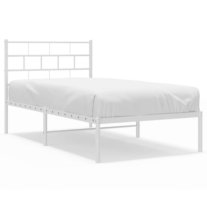 Metal Bed Frame without Mattress with Headboard White 90x200 cm