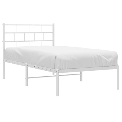 Metal Bed Frame without Mattress with Headboard White 90x200 cm