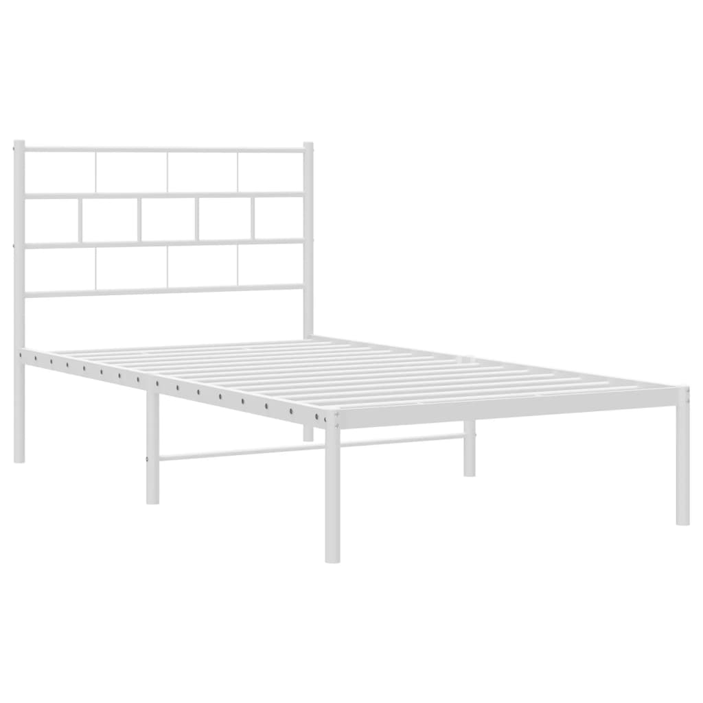 Metal Bed Frame without Mattress with Headboard White 90x200 cm