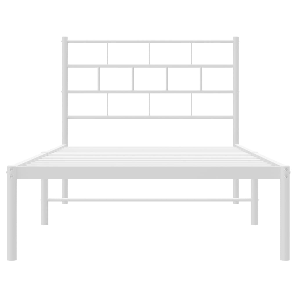 Metal Bed Frame without Mattress with Headboard White 90x200 cm