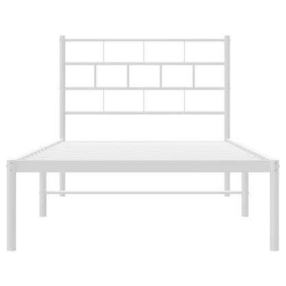 Metal Bed Frame without Mattress with Headboard White 90x200 cm