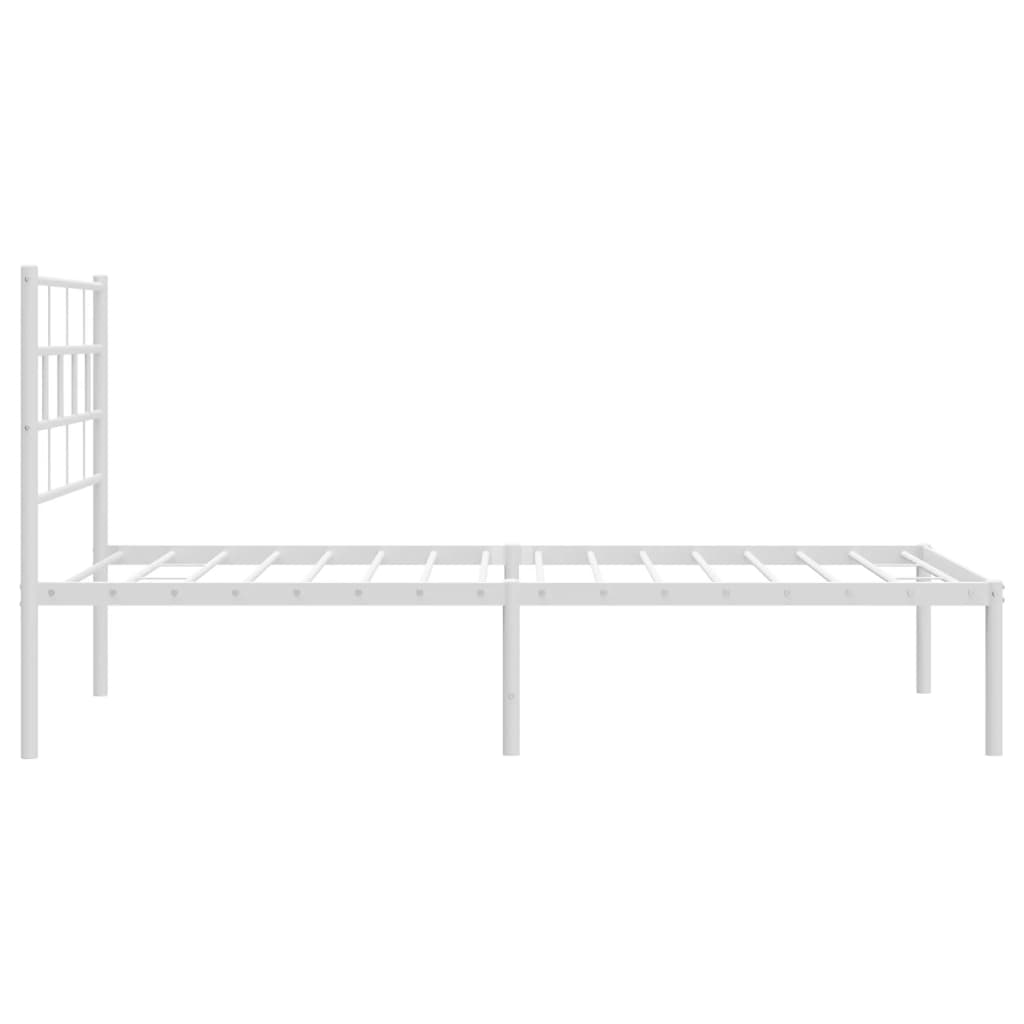 Metal Bed Frame without Mattress with Headboard White 90x200 cm