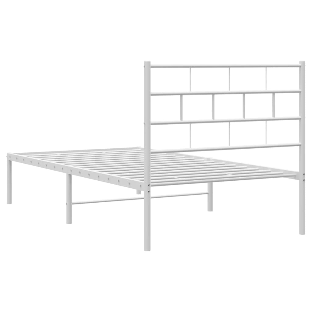 Metal Bed Frame without Mattress with Headboard White 90x200 cm