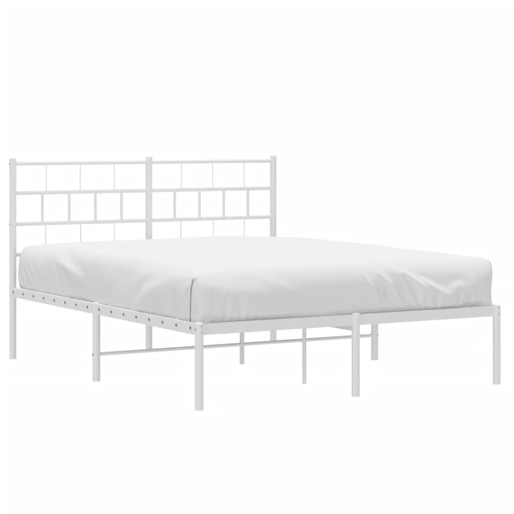 Metal Bed Frame without Mattress with Headboard White 150x200 cm King Size