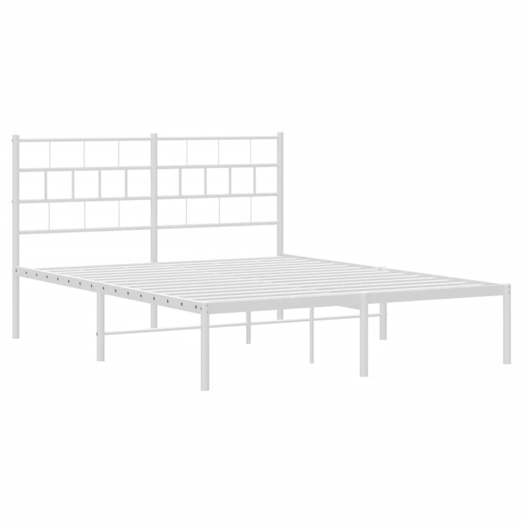 Metal Bed Frame without Mattress with Headboard White 150x200 cm King Size