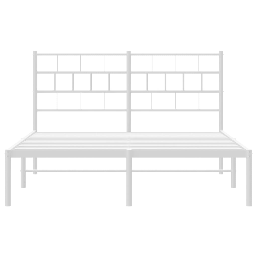 Metal Bed Frame without Mattress with Headboard White 150x200 cm King Size