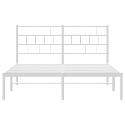 Metal Bed Frame without Mattress with Headboard White 150x200 cm King Size