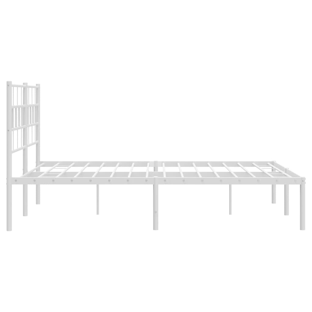 Metal Bed Frame without Mattress with Headboard White 150x200 cm King Size