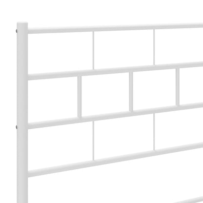 Metal Bed Frame without Mattress with Headboard White 150x200 cm King Size