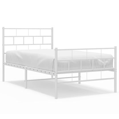 Metal Bed Frame without Mattress with Footboard White 90x200 cm