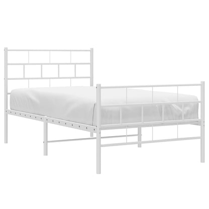 Metal Bed Frame without Mattress with Footboard White 90x200 cm