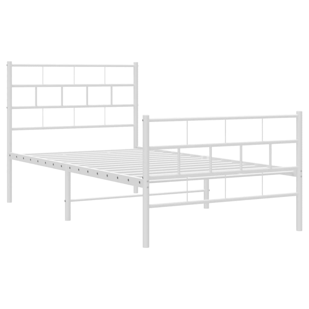 Metal Bed Frame without Mattress with Footboard White 90x200 cm