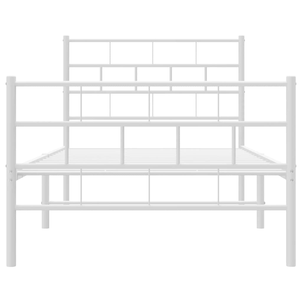 Metal Bed Frame without Mattress with Footboard White 90x200 cm