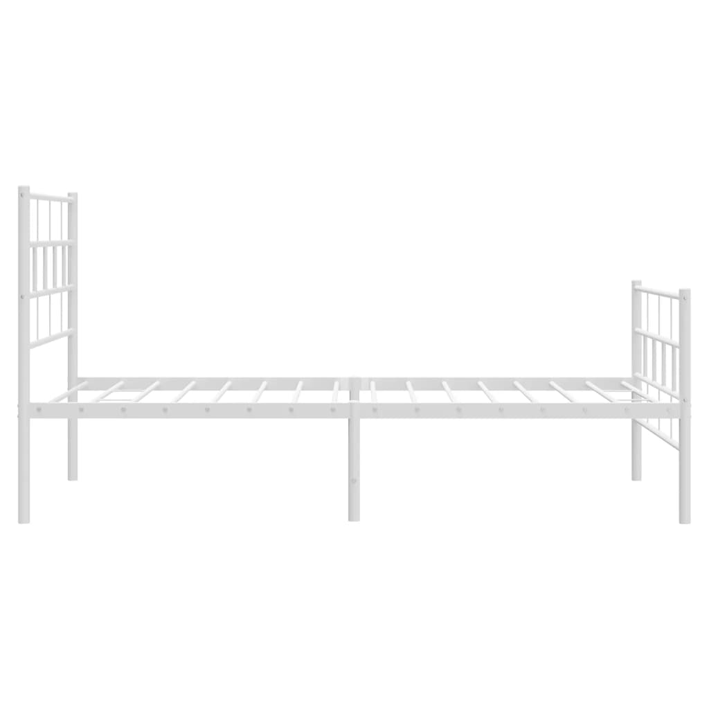 Metal Bed Frame without Mattress with Footboard White 90x200 cm