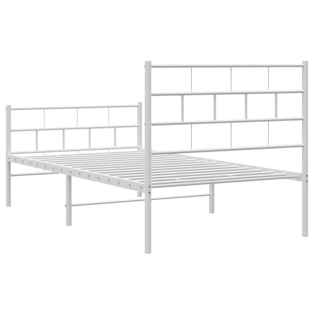 Metal Bed Frame without Mattress with Footboard White 90x200 cm