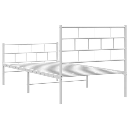 Metal Bed Frame without Mattress with Footboard White 90x200 cm