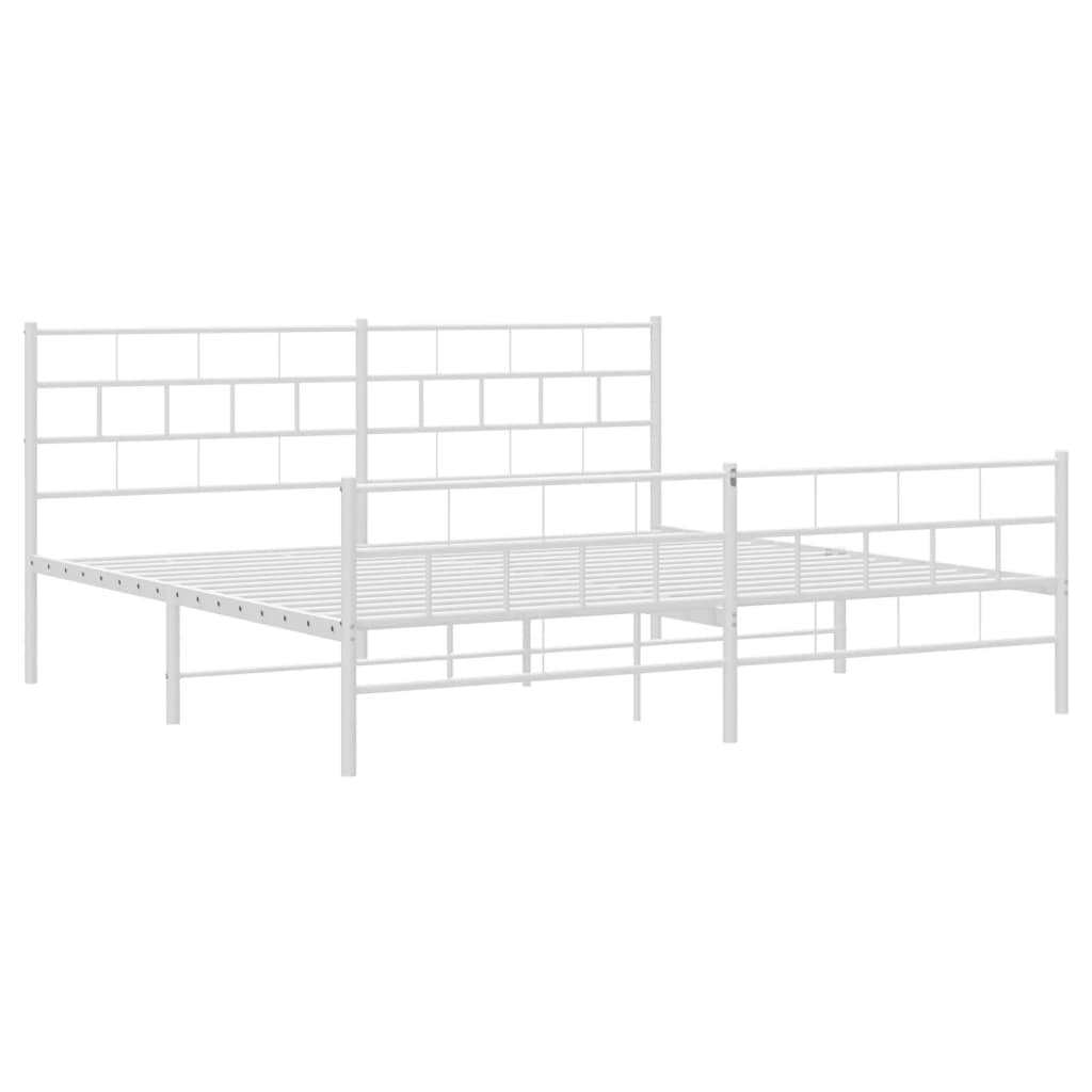 Metal Bed Frame without Mattress with Footboard White 200x200 cm