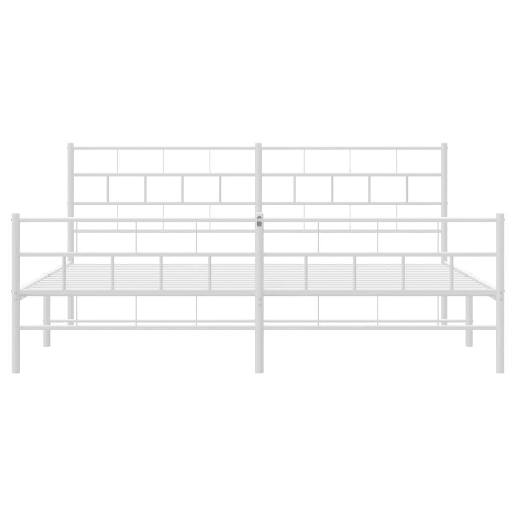 Metal Bed Frame without Mattress with Footboard White 200x200 cm