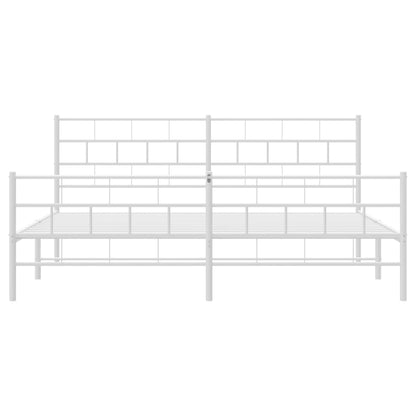 Metal Bed Frame without Mattress with Footboard White 200x200 cm