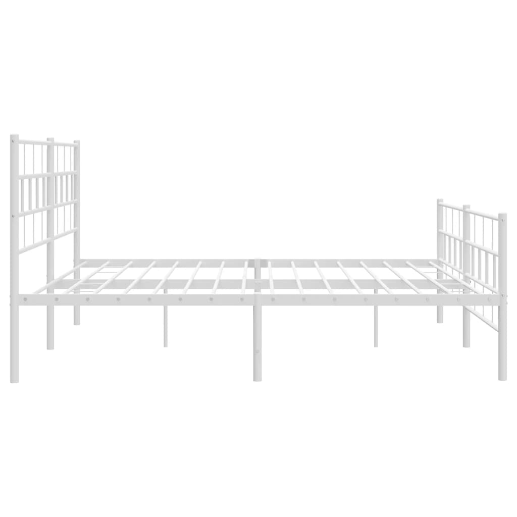 Metal Bed Frame without Mattress with Footboard White 200x200 cm