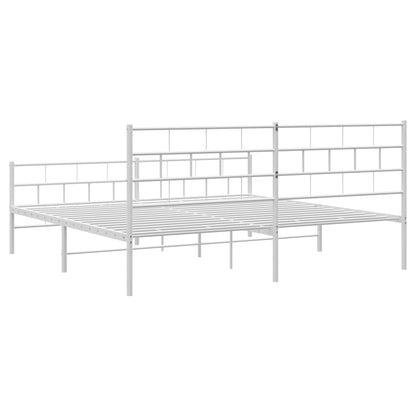 Metal Bed Frame without Mattress with Footboard White 200x200 cm