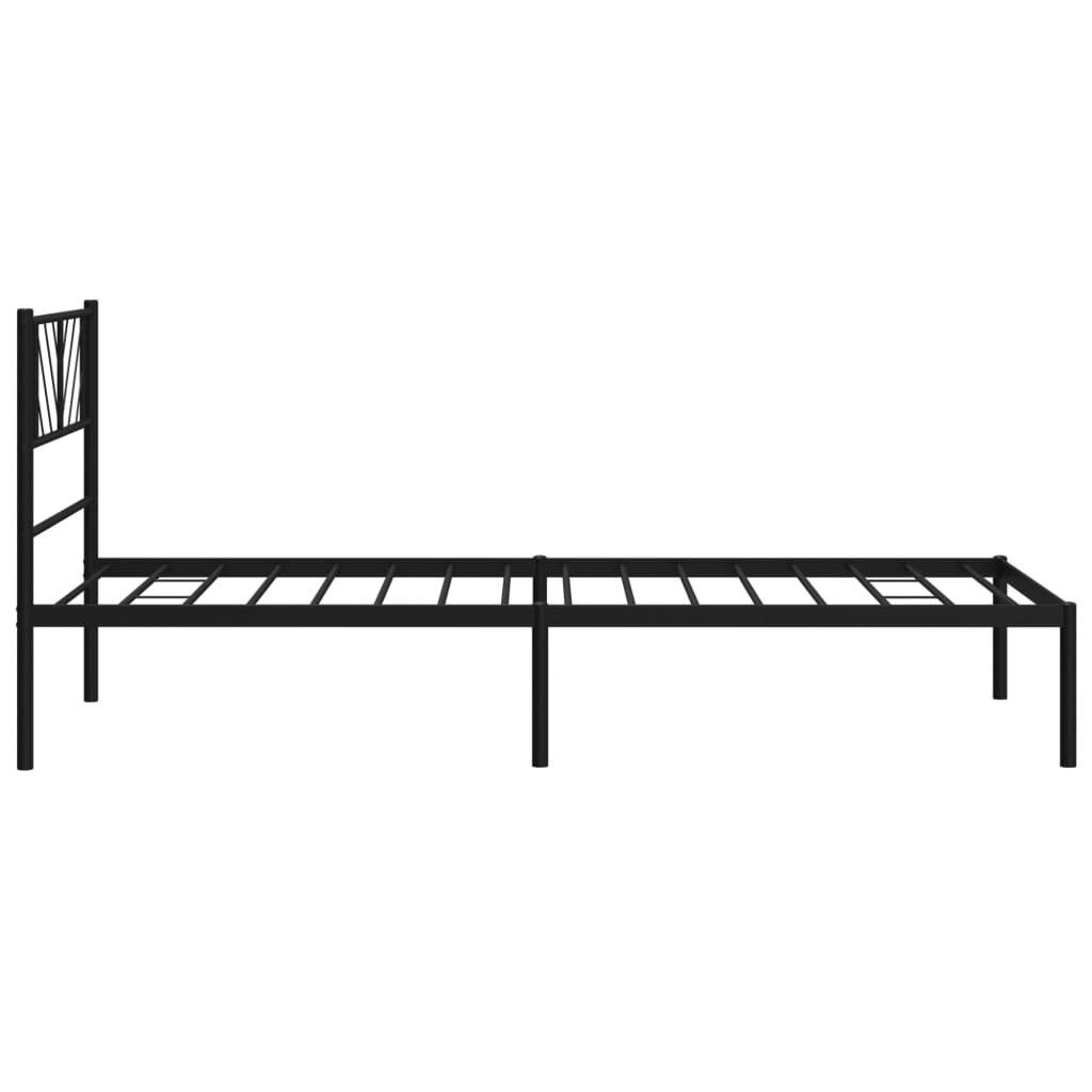 Metal Bed Frame without Mattress with Headboard Black 75x190 cm Small Single