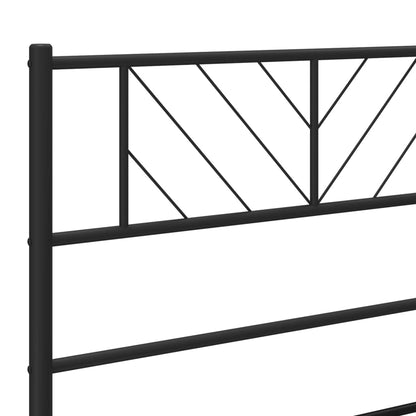 Metal Bed Frame without Mattress with Headboard Black 75x190 cm Small Single