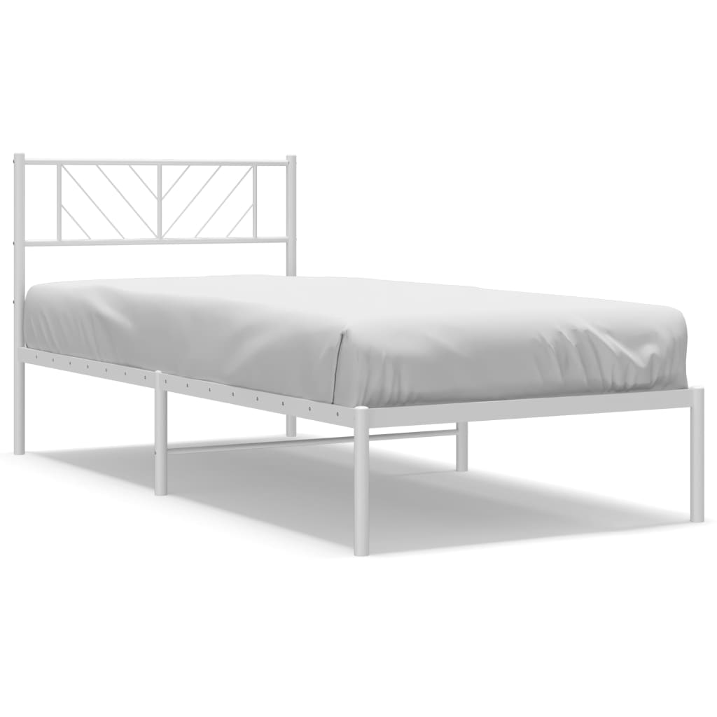 Metal Bed Frame without Mattress with Headboard White 80x200 cm