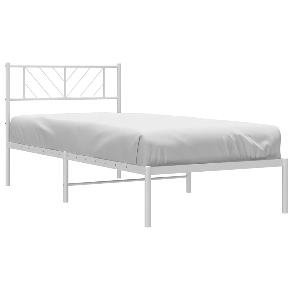 Metal Bed Frame without Mattress with Headboard White 80x200 cm