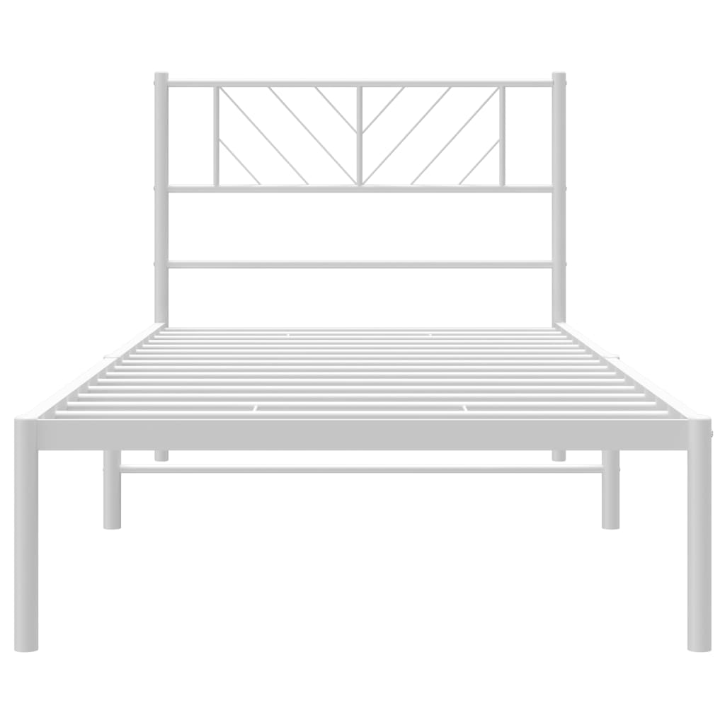 Metal Bed Frame without Mattress with Headboard White 80x200 cm