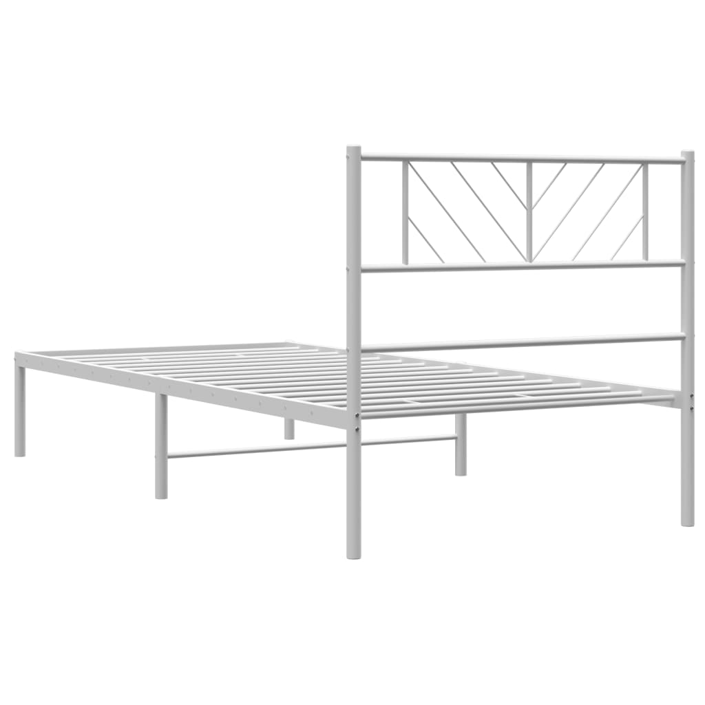 Metal Bed Frame without Mattress with Headboard White 80x200 cm