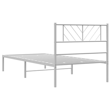 Metal Bed Frame without Mattress with Headboard White 80x200 cm