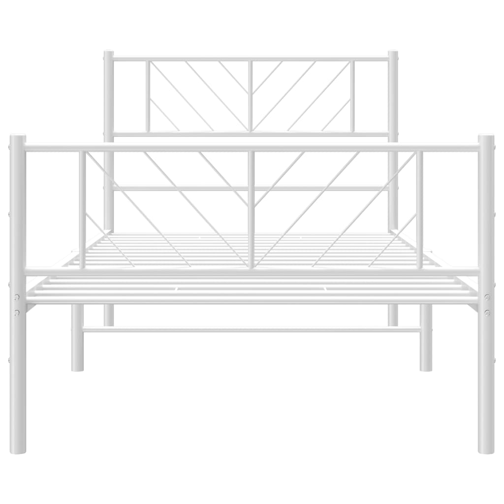 Metal Bed Frame without Mattress with Footboard White 75x190 cm Small Single