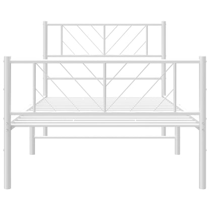 Metal Bed Frame without Mattress with Footboard White 75x190 cm Small Single