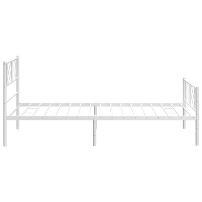 Metal Bed Frame without Mattress with Footboard White 75x190 cm Small Single