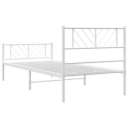 Metal Bed Frame without Mattress with Footboard White 75x190 cm Small Single