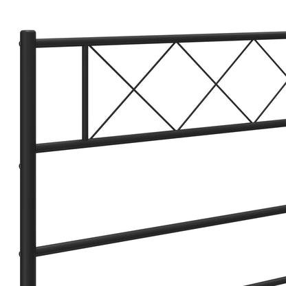 Metal Bed Frame without Mattress with Headboard Black 75x190cm