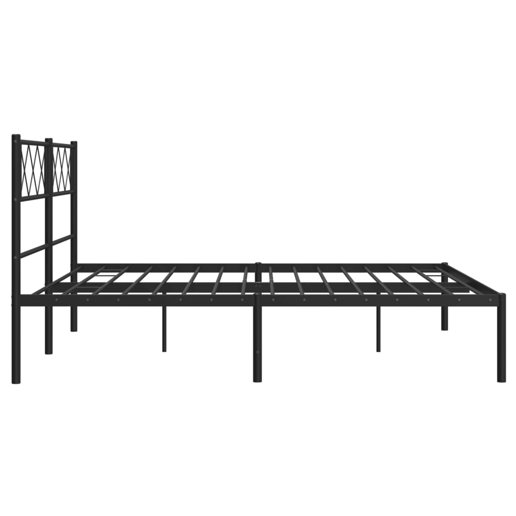 Metal Bed Frame without Mattress with Headboard Black 120x190 cm Small Double