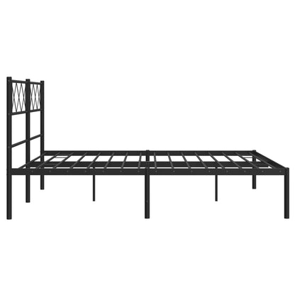 Metal Bed Frame without Mattress with Headboard Black 120x190 cm Small Double