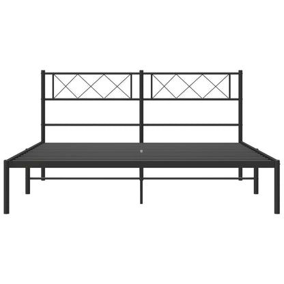 Metal Bed Frame without Mattress with Headboard Black 150x200 cm King Size