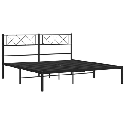 Metal Bed Frame without Mattress with Headboard Black 150x200 cm King Size