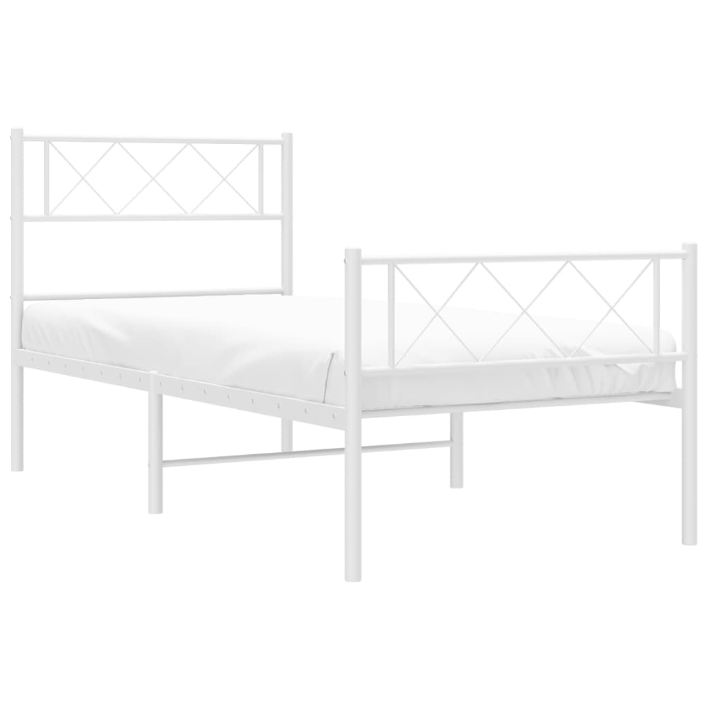 Metal Bed Frame without Mattress with Footboard White 80x200cm