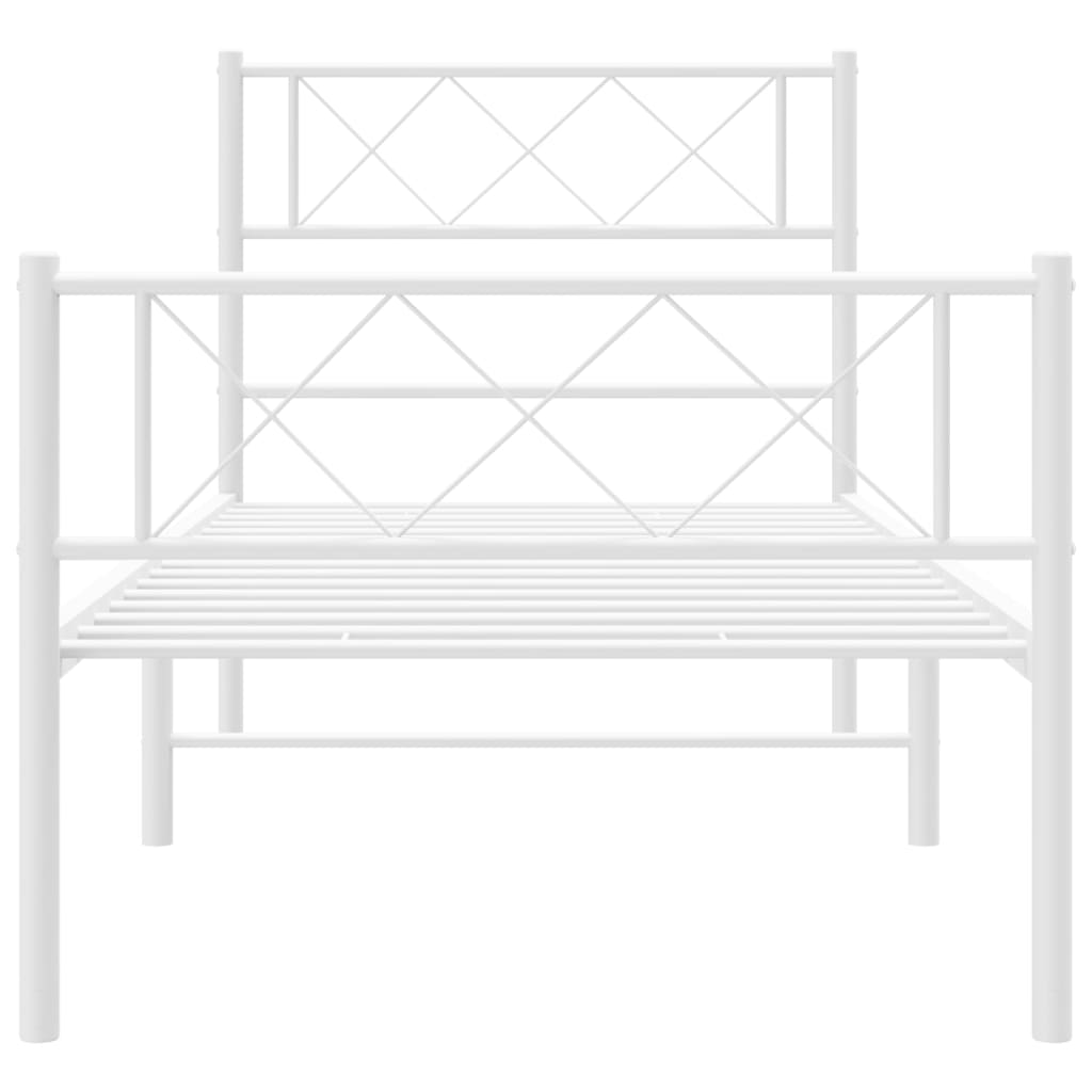 Metal Bed Frame without Mattress with Footboard White 80x200cm