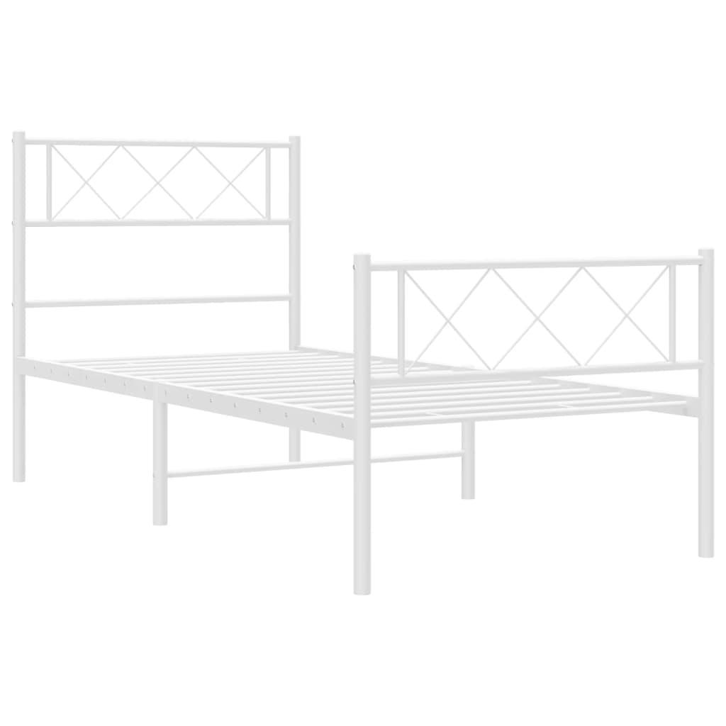 Metal Bed Frame without Mattress with Footboard White 80x200cm