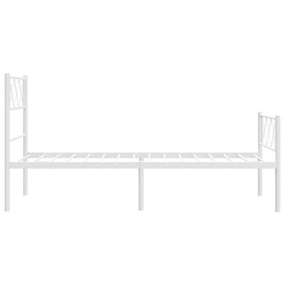 Metal Bed Frame without Mattress with Footboard White 80x200cm