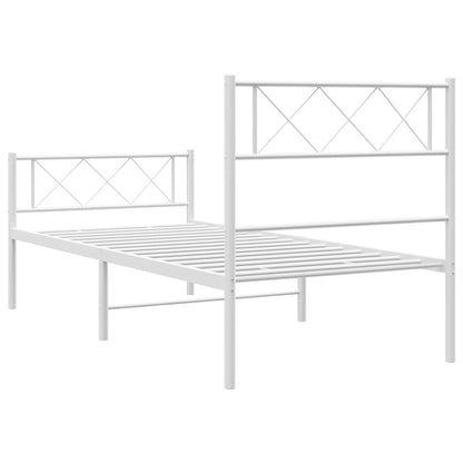 Metal Bed Frame without Mattress with Footboard White 80x200cm