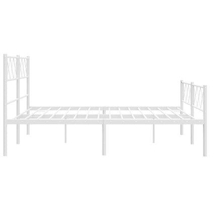 Metal Bed Frame with Headboard and Footboard White 120x190 cm Small Double