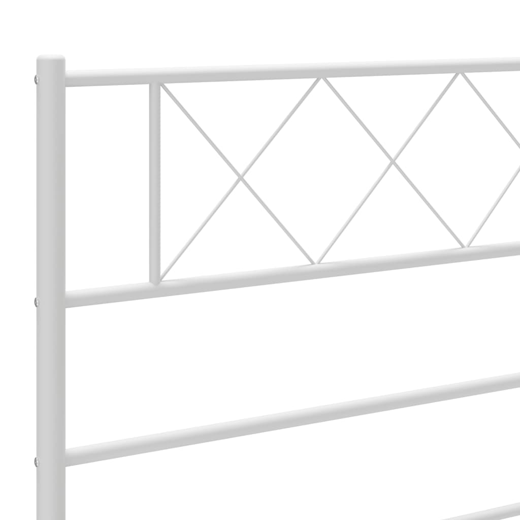 Metal Bed Frame with Headboard and Footboard White 120x190 cm Small Double